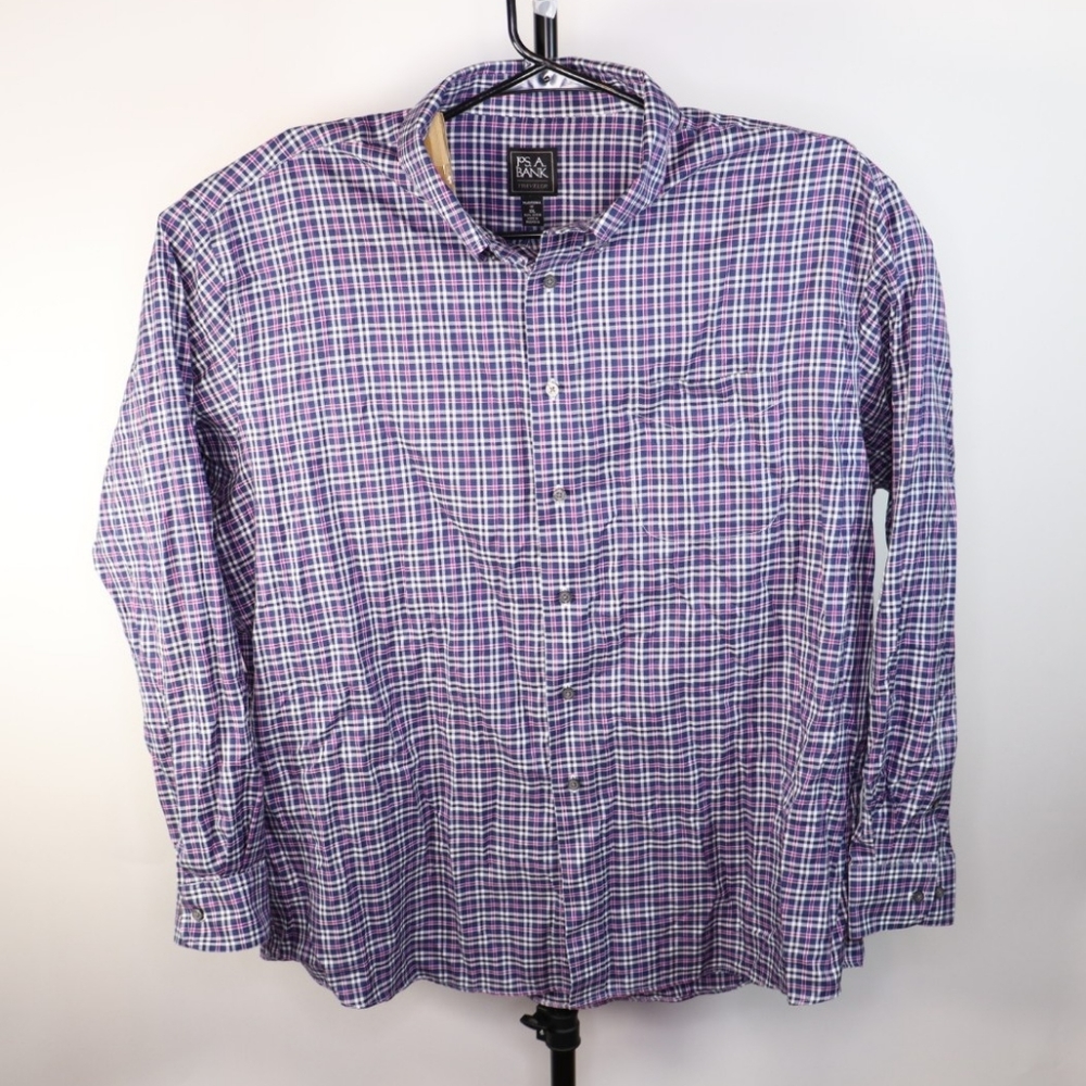 Jos. A. Bank Blue Button Down Dress Shirt Long Sleeve Mens Size 2XL